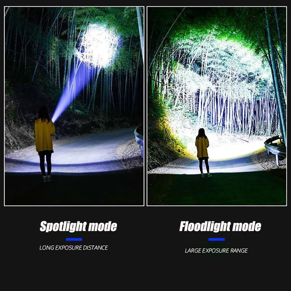 Vabena 10000LM 800W Tactical Flashlight - 4km Beam, Powerbank