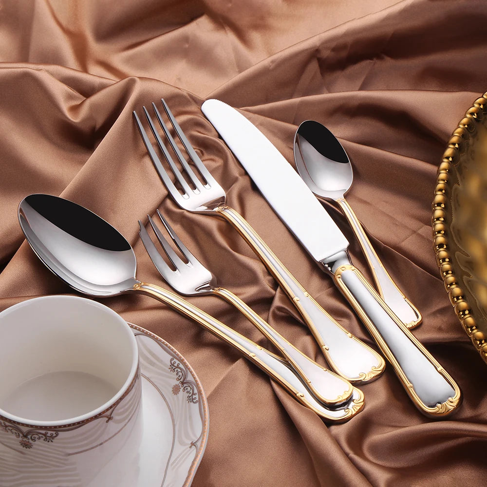 Vabena 24-Pc 18/10 Stainless Steel Mirror Polished Flatware Set for 6