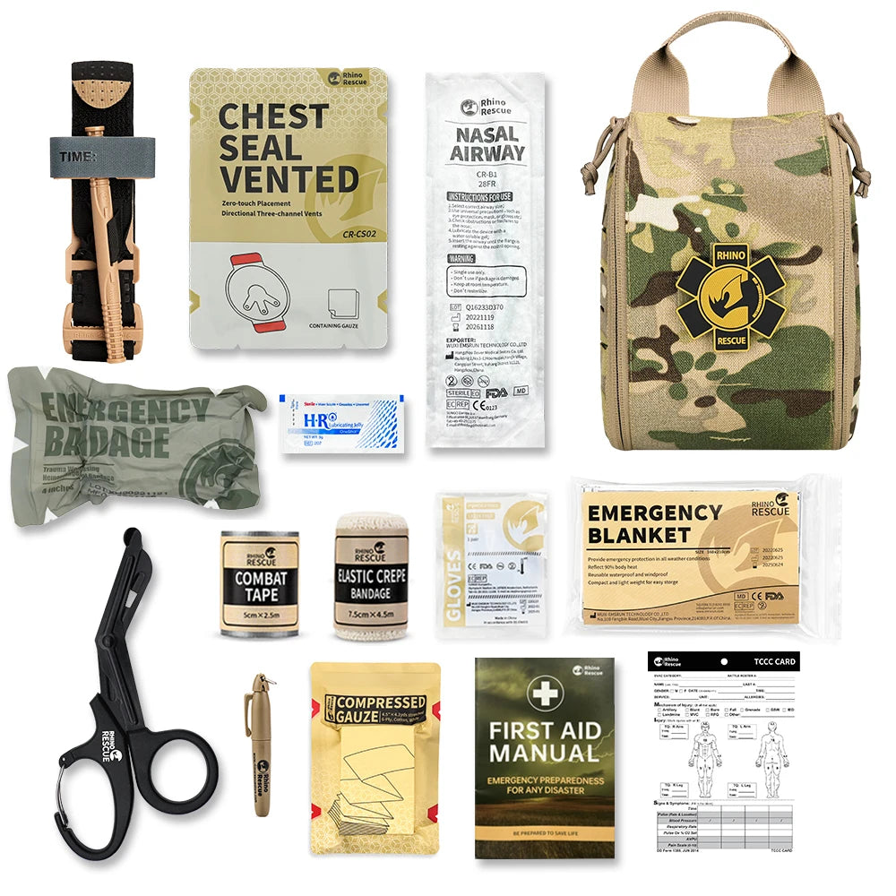 Rhino Rescue 002M IFAK Pouch with Molle - Outdoor Survival First Aid Kit
