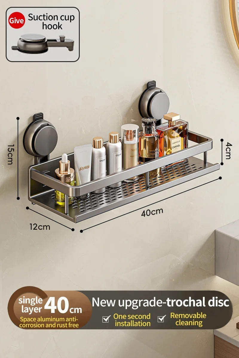 Wall Mounted No-Drill Bathroom Storage & Towel Rack | Versatile Organizer