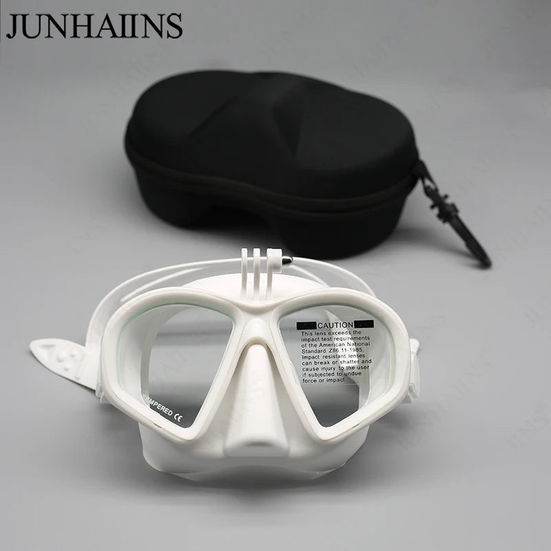 Low Volume Freedive Mask & Snorkel Set with Camera Mount - Tempered Glass Black