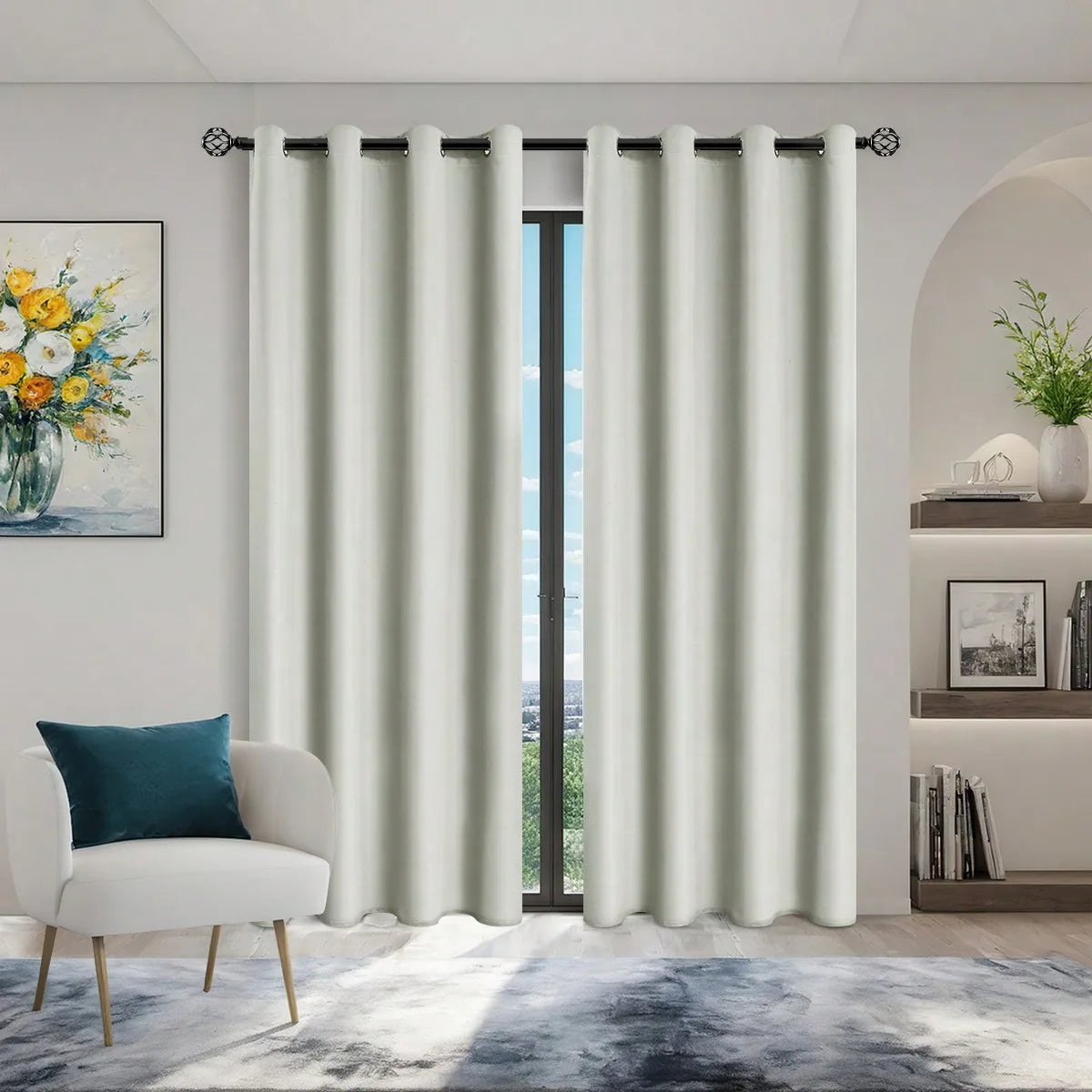 1panel Solid 100% Blackout Curtains with Grommets - Total Privacy Drapes