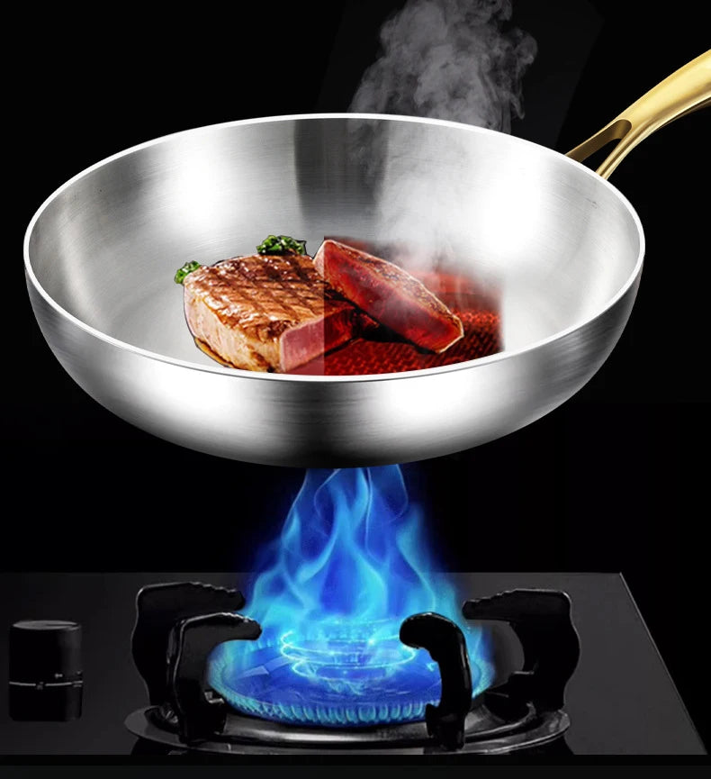 316 Stainless Steel Nonstick Frying Wok Pan - Induction & Gas Stove Ready Cookware