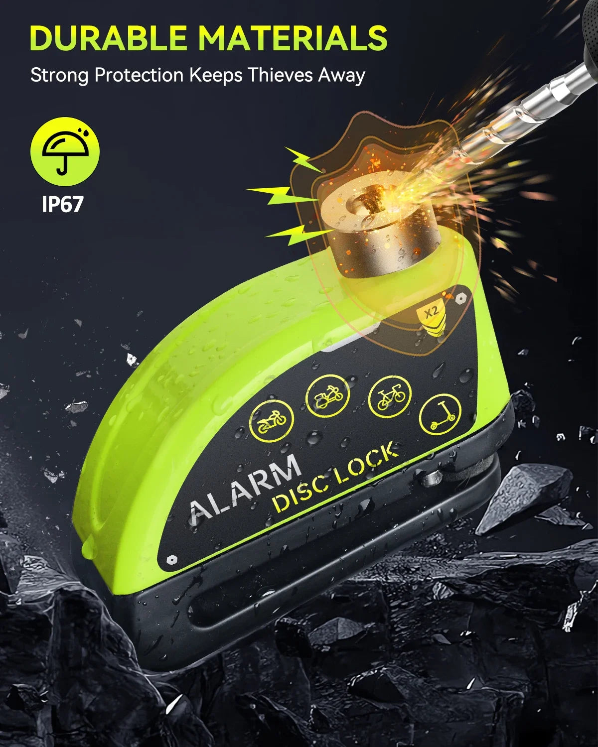 Extractme 110dB Motorcycle Alarm Disc Lock - Ultimate Waterproof Anti-Theft Security