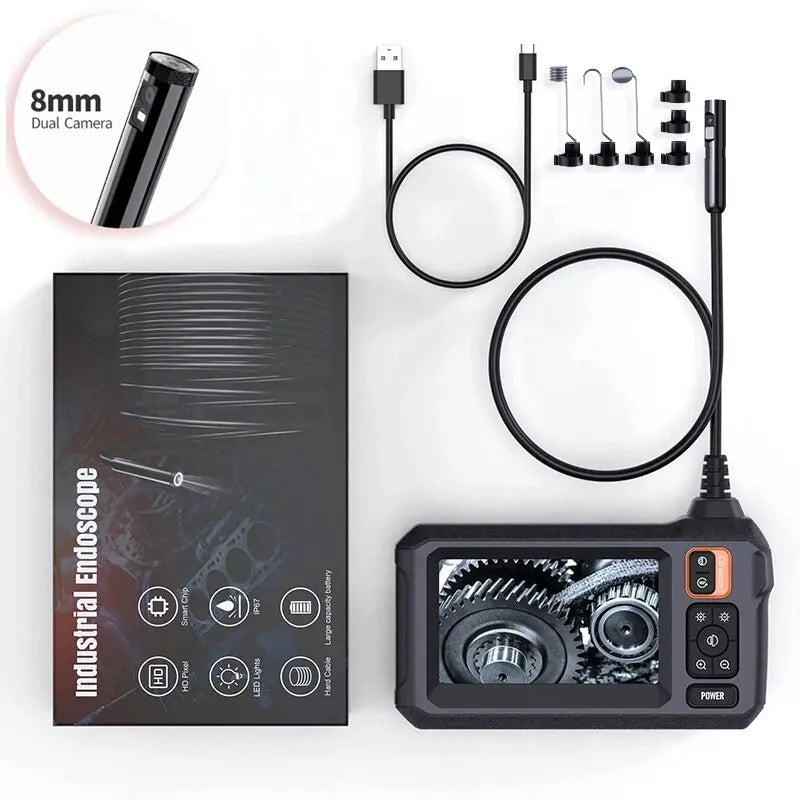 Vabena Industrial Endoscope Camera 8mm HD | 4.3" IPS Screen | IP67 for Car & Pipe