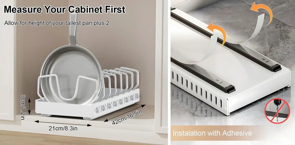 Kitchen Multifunctional Pull-Out Organizer for Pots, Pans, Lids, Spices & Dishes