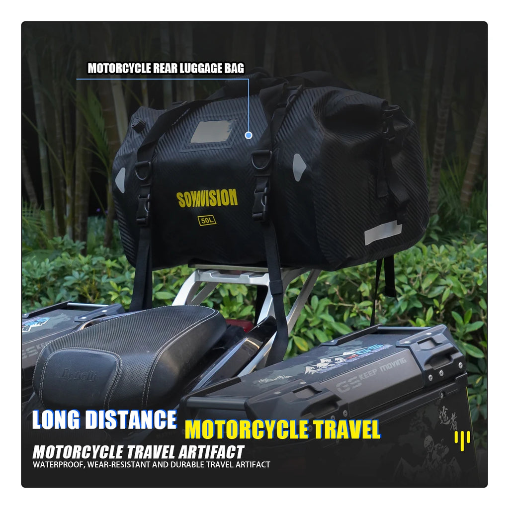 Waterproof Motorcycle Tail Bag | Dry Roll Luggage | 20L, 40L, 66L