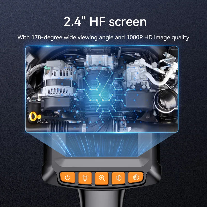 4.3" Dual Lens 1080P HD Industrial Endoscope Camera | Waterproof Car & Sewer Borescope with LED
