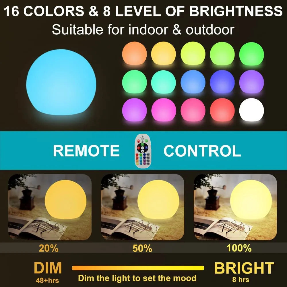 DACHAN Waterproof RGB LED Garden Ball Light - Outdoor Decorative Sphere