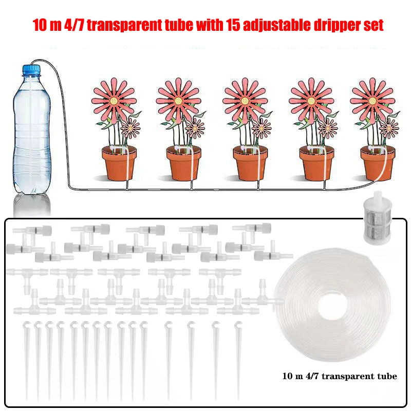 Garden Drip Irrigation Kit with Regulating Valve - Potted Plants & Greenhouse Watering System