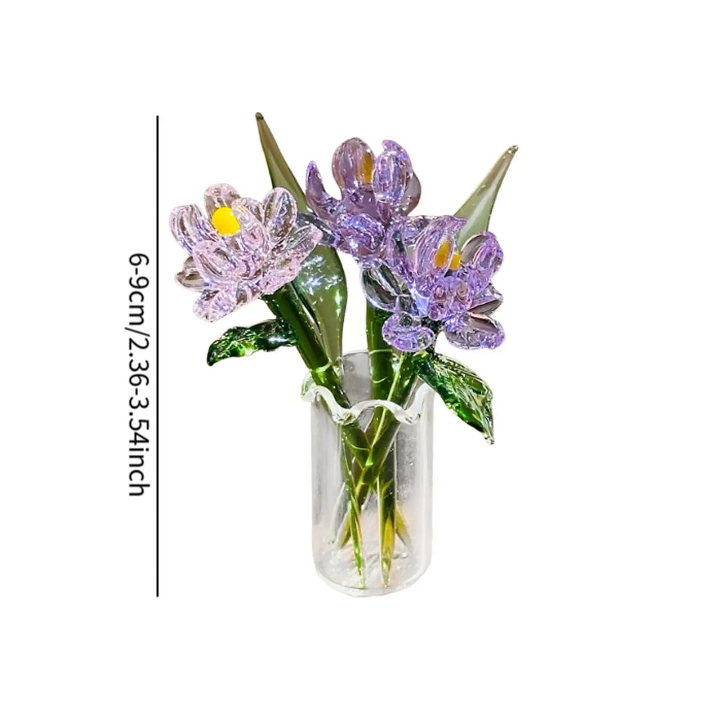 Timeless Glass Flower Bouquet & Vase Figurine | Elegant Home Decor