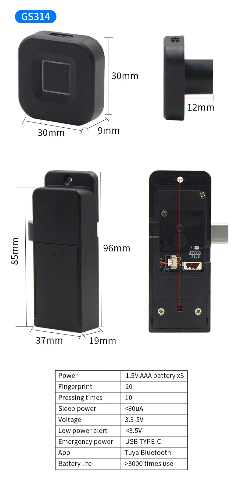 Invisible Biometric Drawer Lock - Smart Bluetooth & IC Card Security