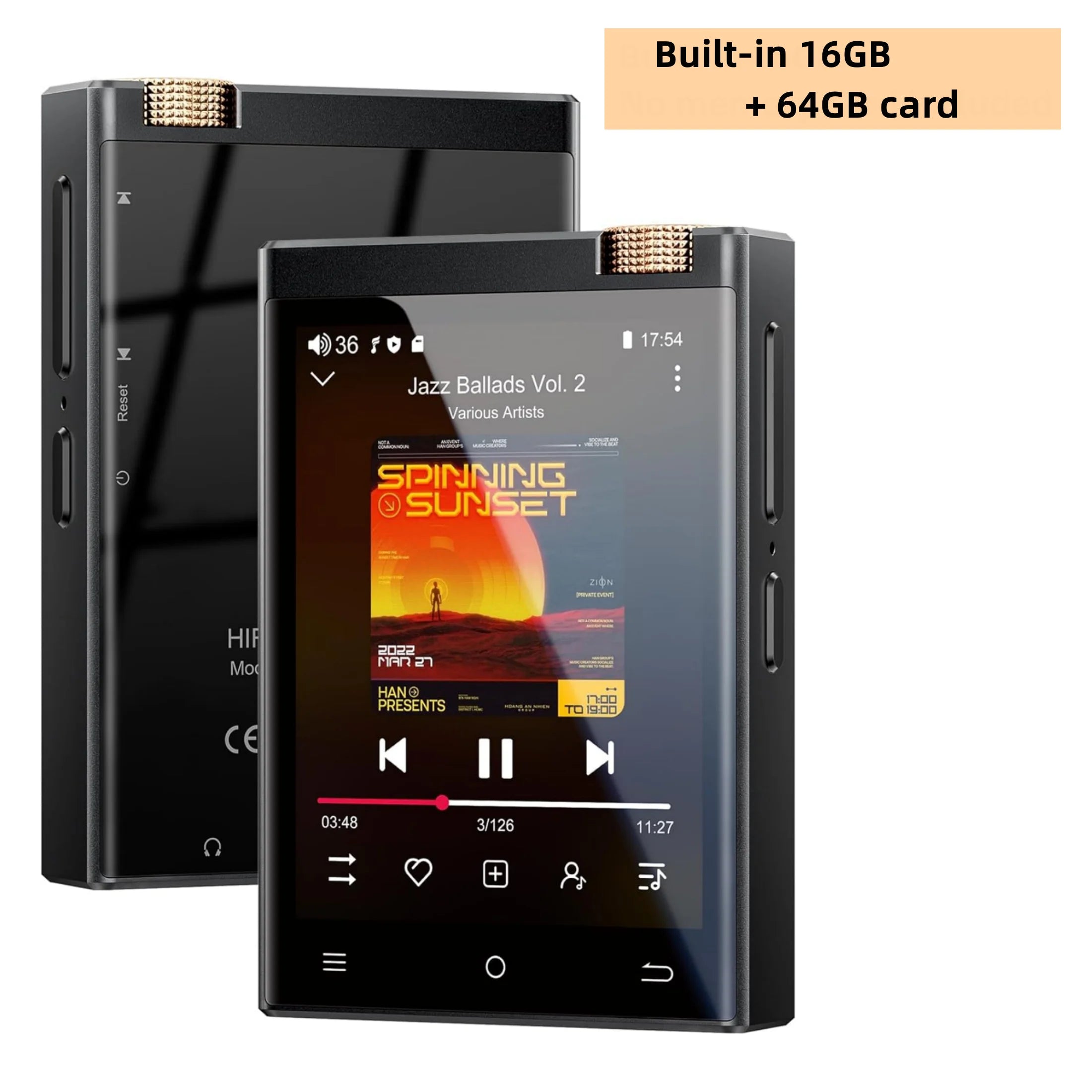 Vabena Hi-Fi MP3 Player - Oilsky Lossless DSD Audio, Bluetooth, WiFi, up to 1TB