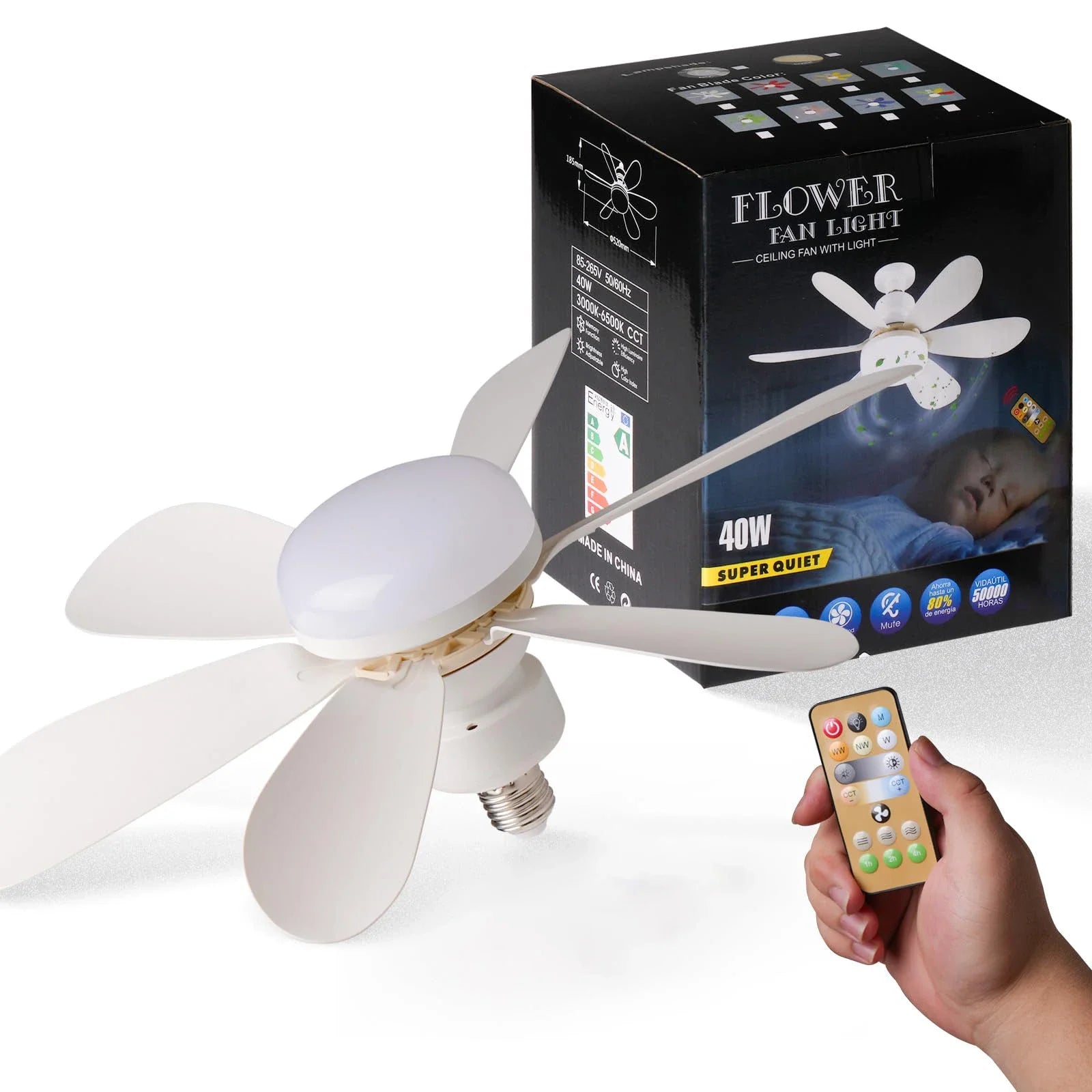 Vabena LED 40W Ceiling Fan Light E27 with Remote Dimming