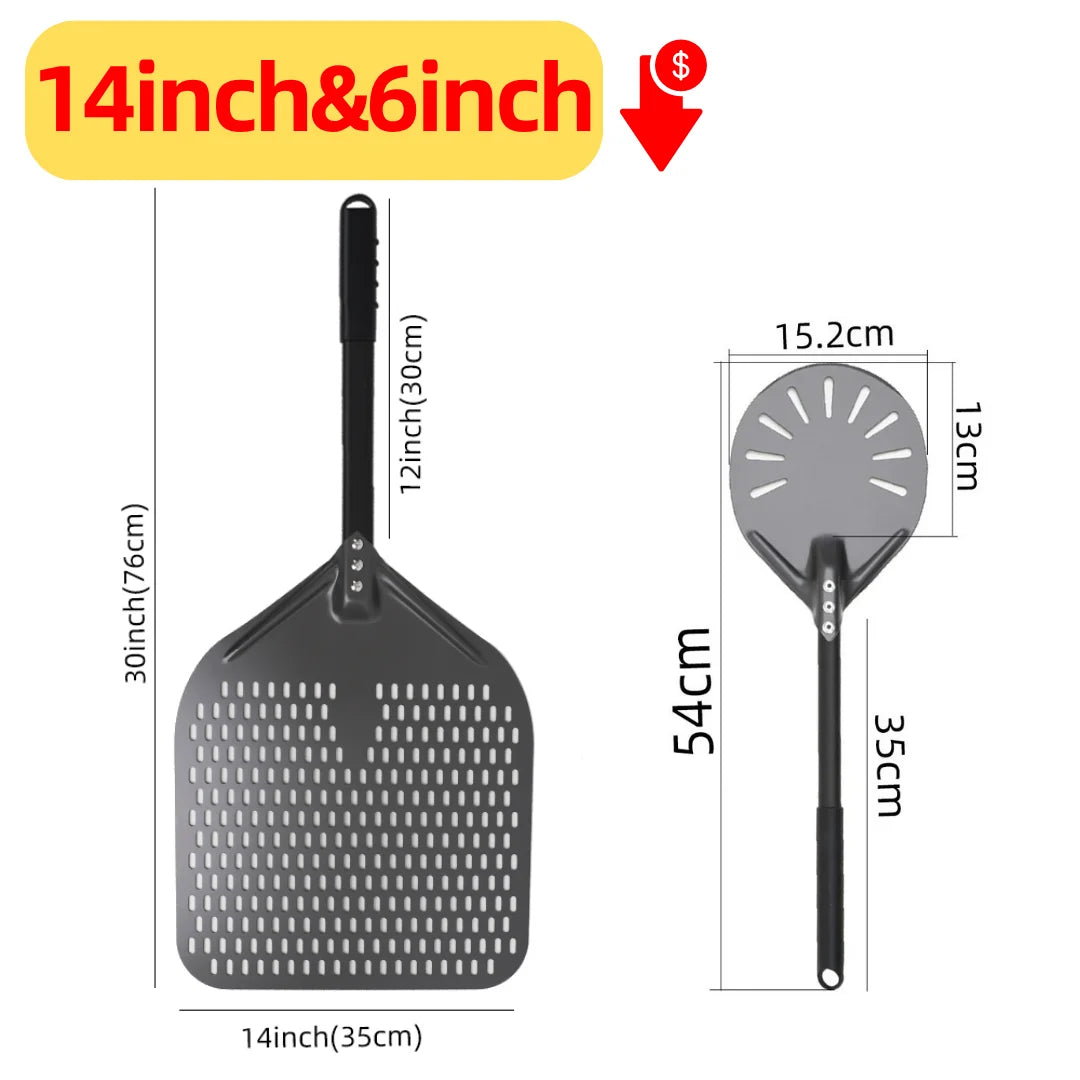 6-14 Inch Hard Anodized Aluminum Pizza Peel – Durable Oven Spatula & Bread Paddle