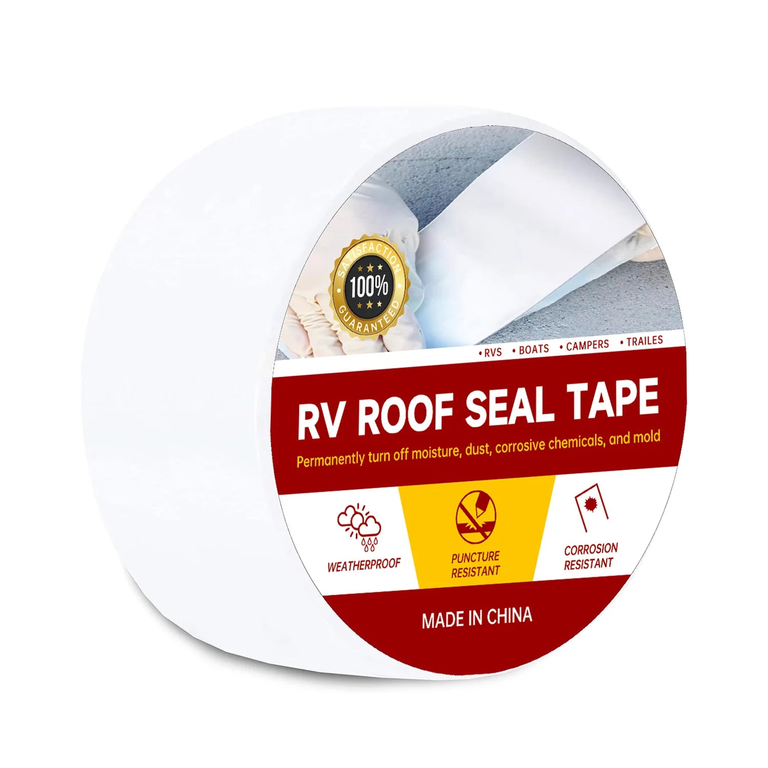 RV Roof Repair Tape - White Waterproof Heavy-Duty Sealant