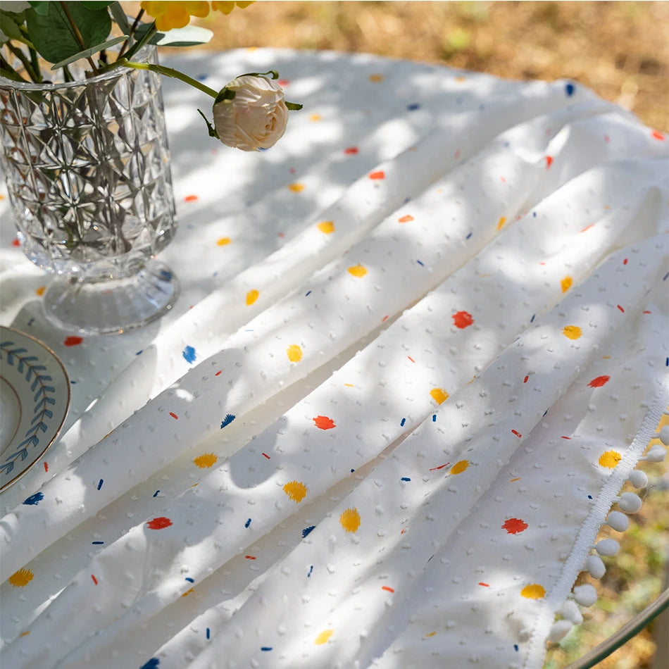 Korean Small Daisy Cotton Floral Tablecloth | Dining & Tea Table Cover