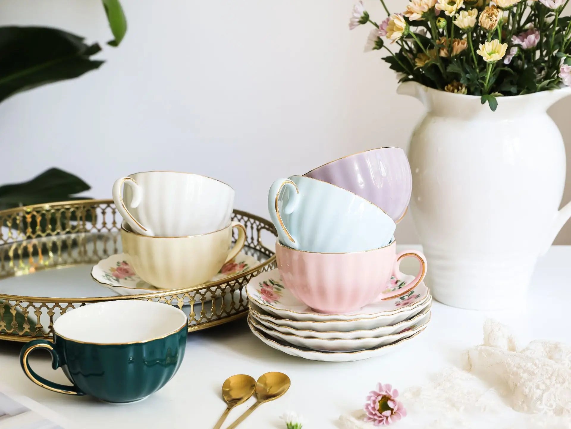 Vabena Luxury Bone China Coffee & Tea Set - Elegant Serveware