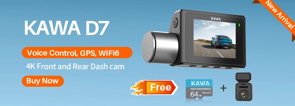 KAWA Dash Cam MINI 3 - 2K Dash Camera with Voice Control, Night Vision & WiFi APP