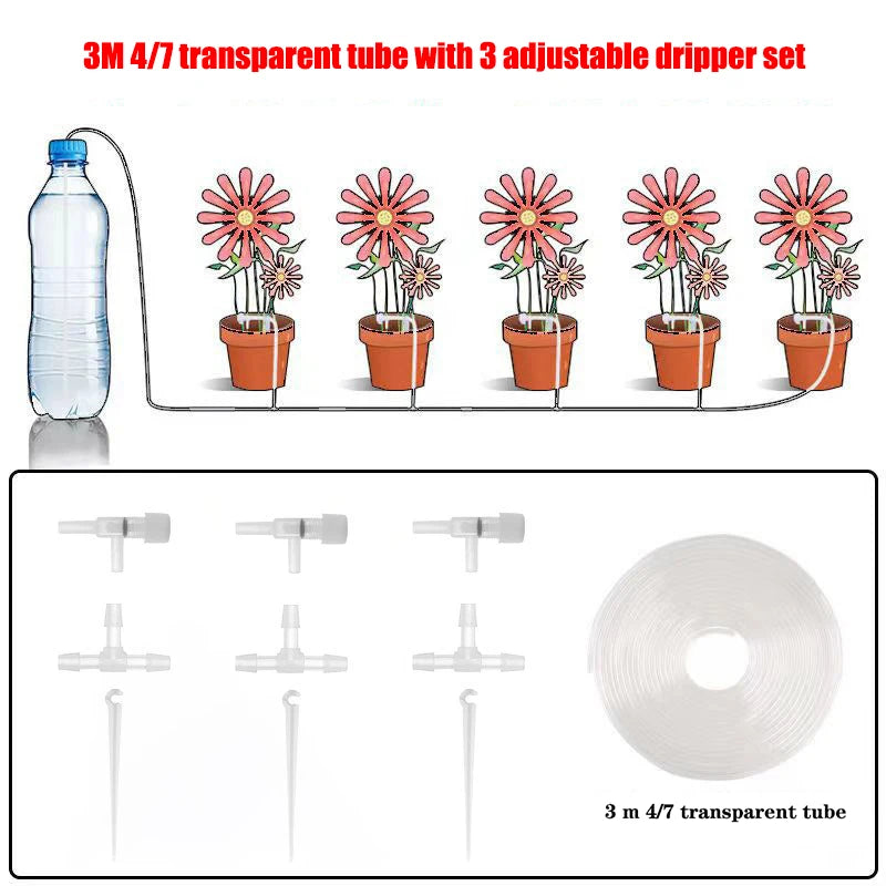 Garden Drip Irrigation Kit with Regulating Valve - Potted Plants & Greenhouse Watering System