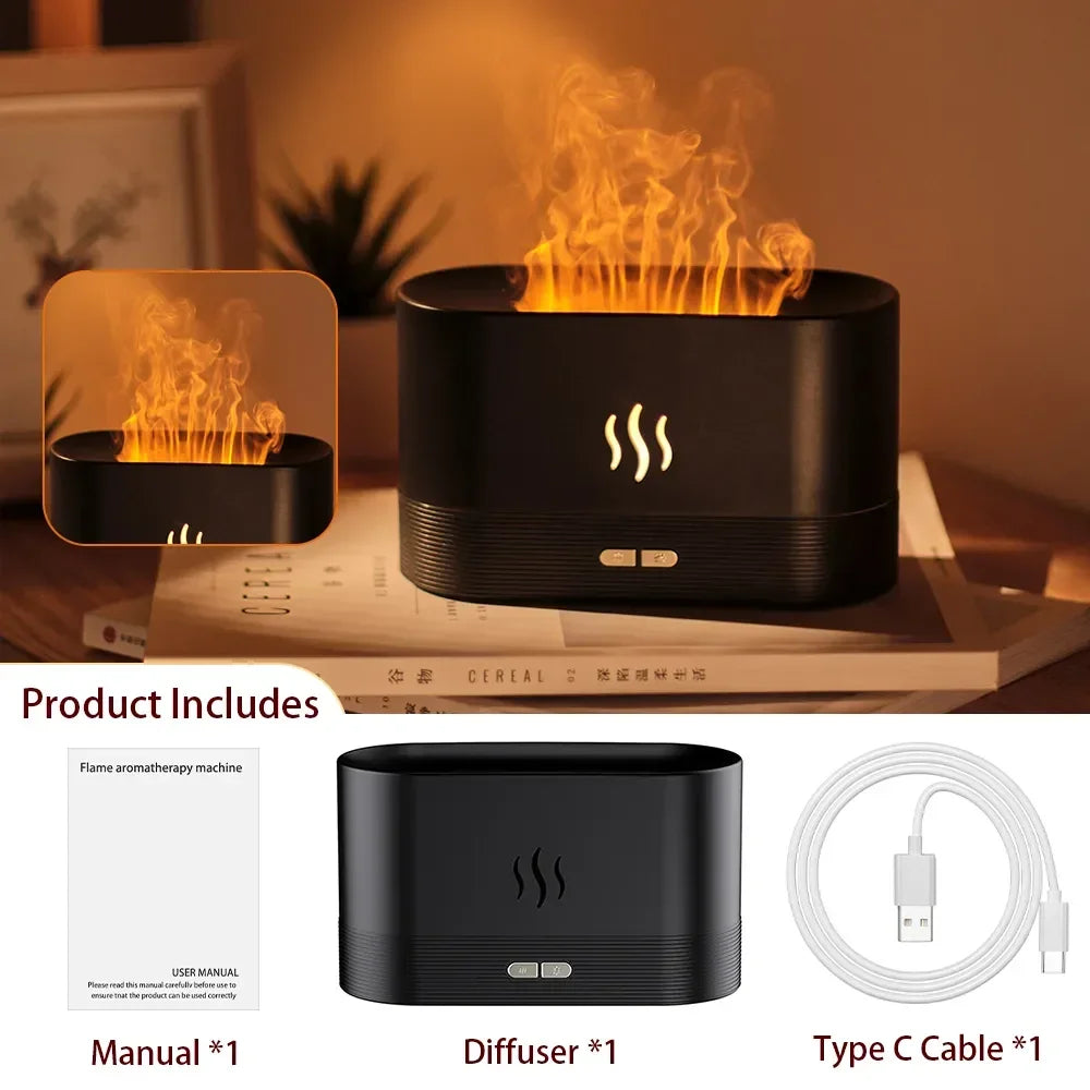 7-Color Flame Volcano Diffuser & Humidifier | Crystal Salt Lamp Fire Effect