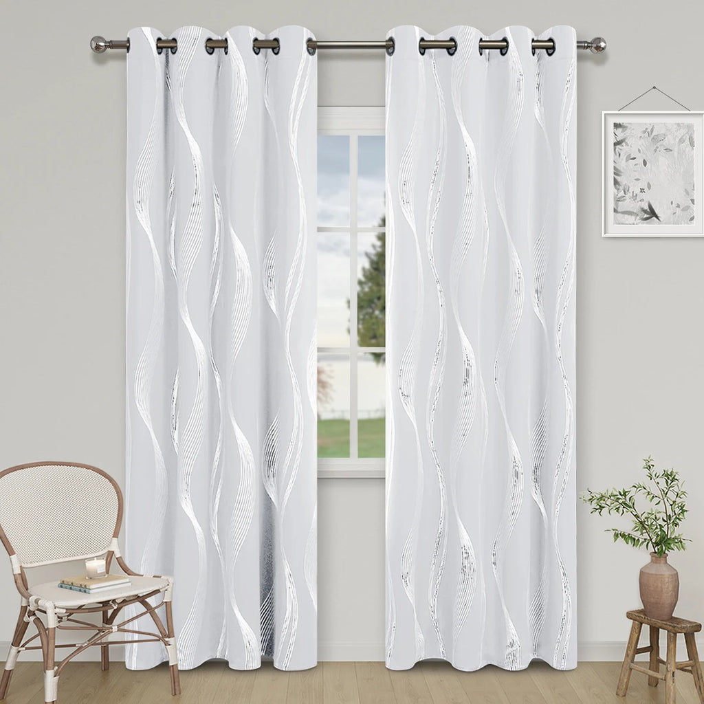 Silver Wave Blackout Curtains: Thermal Insulation & Ultimate Room Darkening