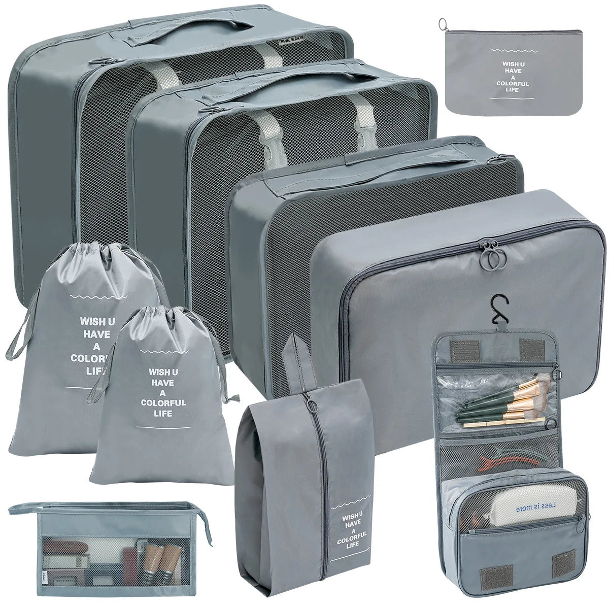 7/10 Pcs Travel Organizer Set - Packing Cubes & Storage Bags for Suitcases