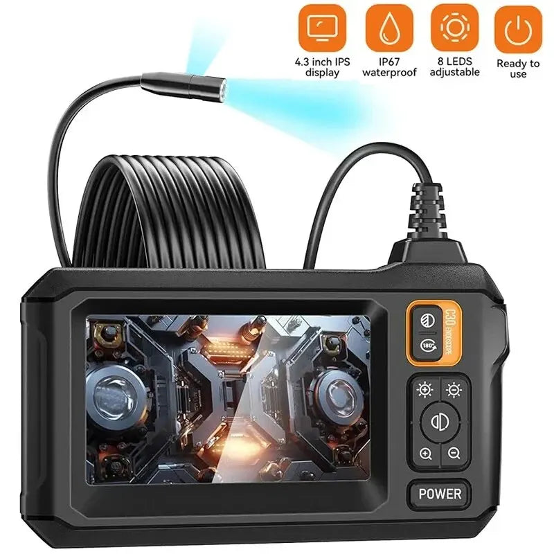 Vabena Industrial Endoscope Camera 8mm HD | 4.3" IPS Screen | IP67 for Car & Pipe