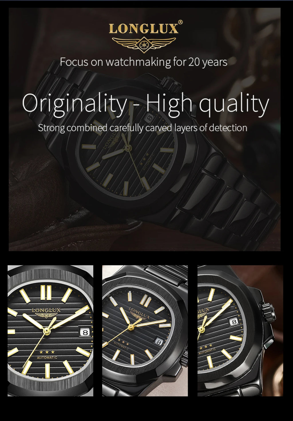 Vabena Men's Automatic Luxury Business Watch - Stainless Steel & Luminous
