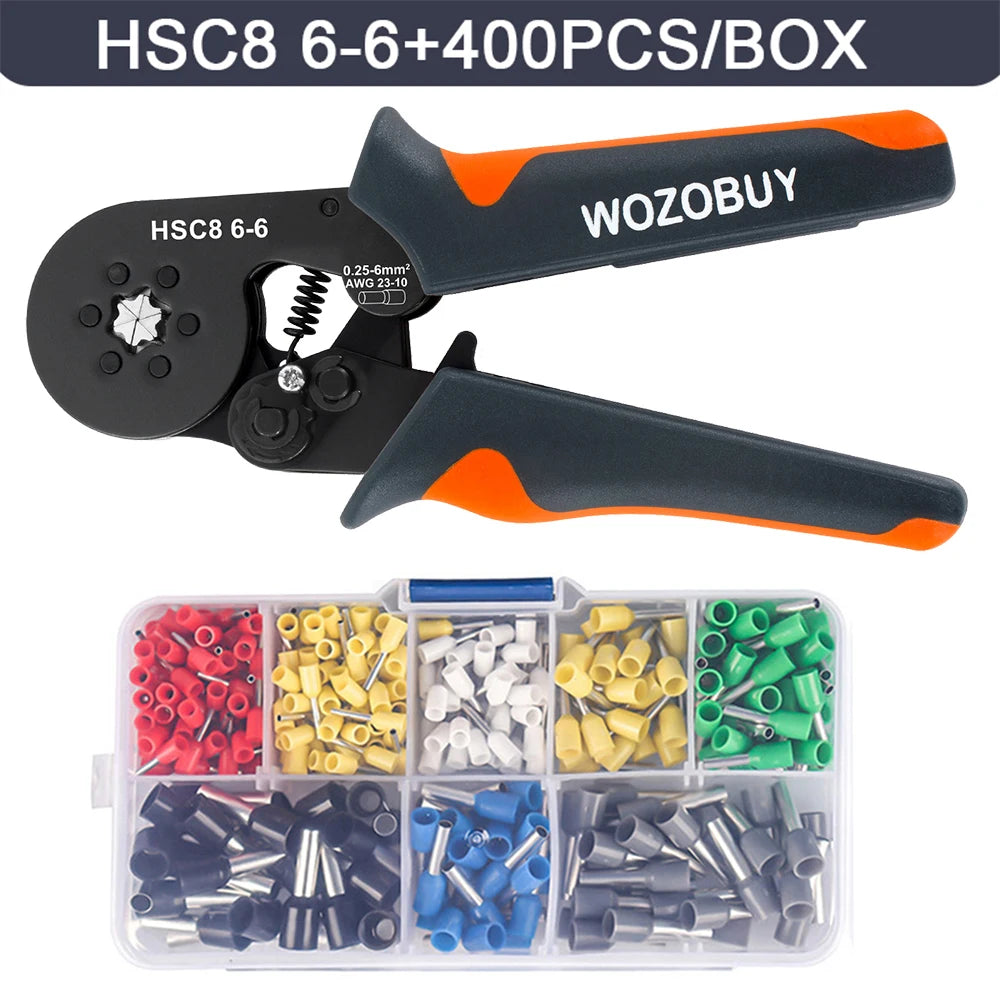 WOZOBUY Ferrule Crimping Tool Kit - Self-Adjustable Ratchet Wire Crimper