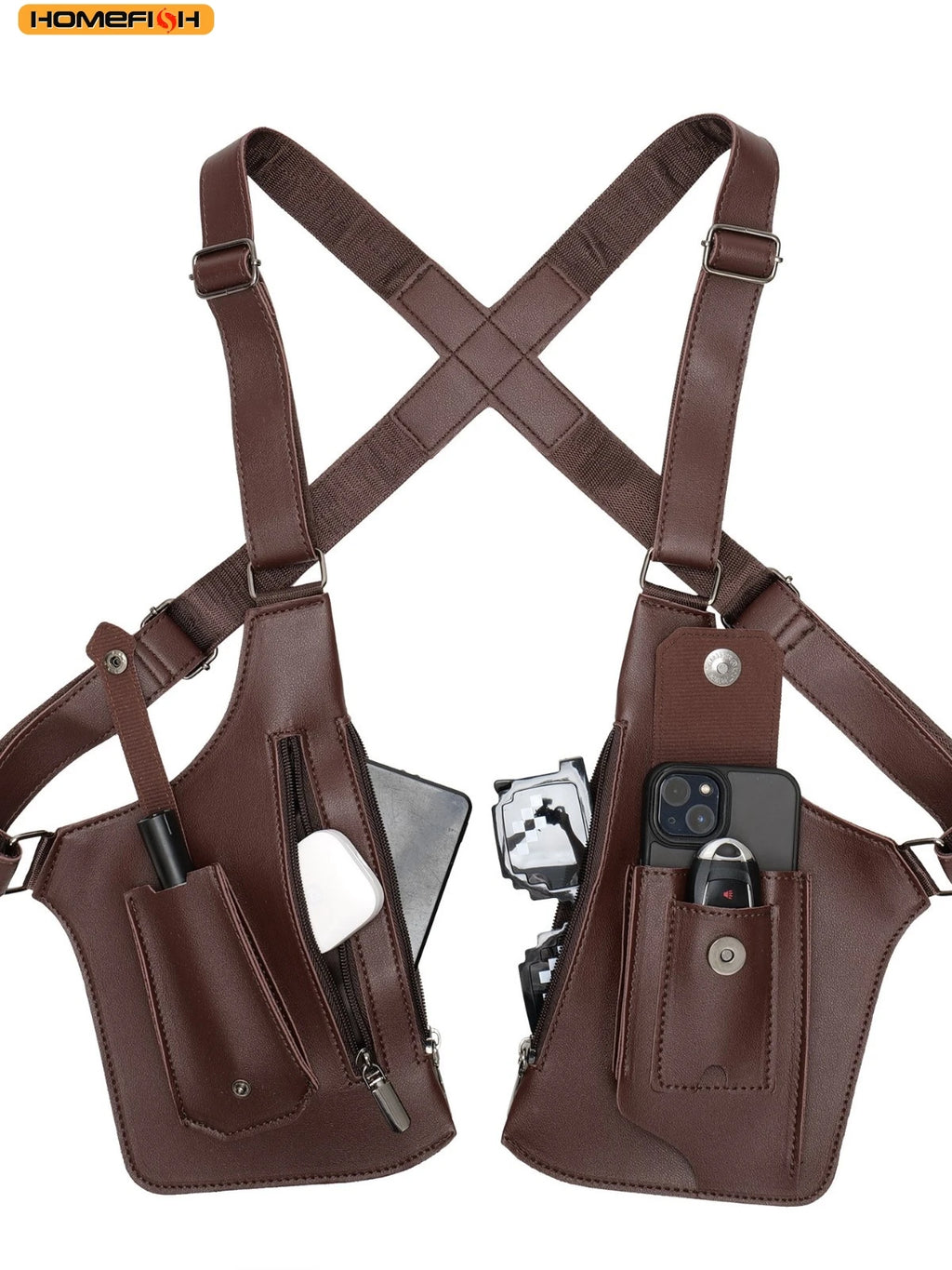 HOMEFISH Double Shoulder Tactical Fishing Bag - Waterproof, Anti-Theft, Multi-Pocket Crossbody Backpack