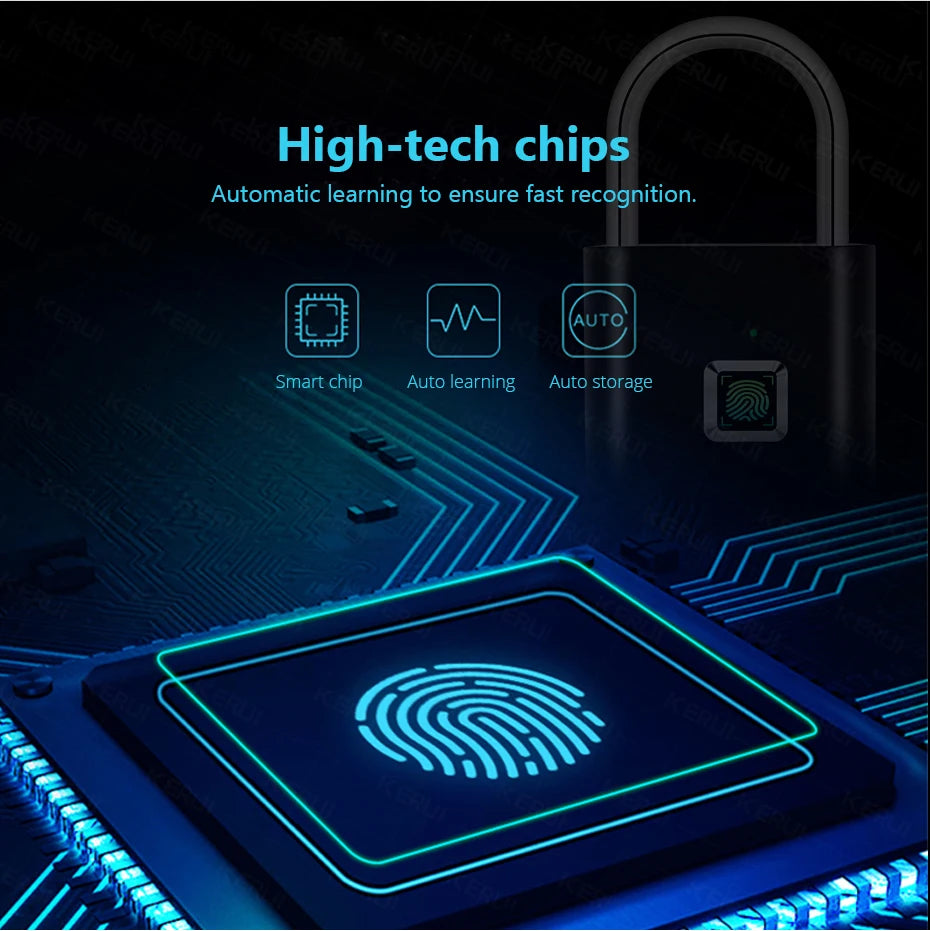 KERUI Fingerprint Smart Padlock | Keyless USB Anti-Theft Lock