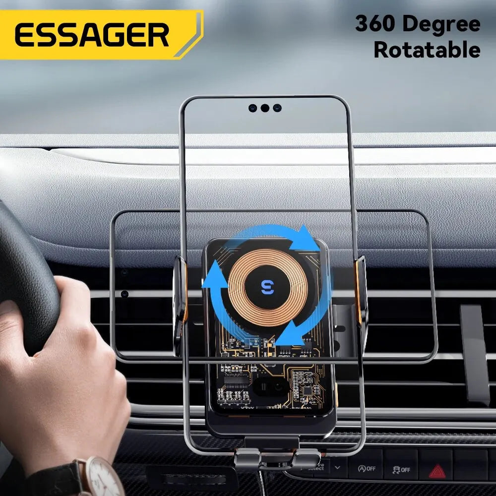 Essager 15W Qi Fast Wireless Car Charger & Phone Holder