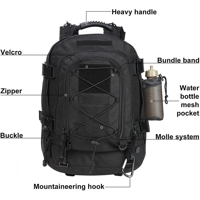 60L Heavy-Duty Tactical Assault Rucksack - Durable Gear for Extreme Conditions