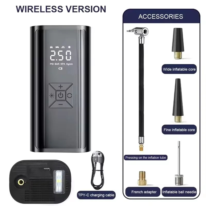 YIJU 150psi Wireless Portable Tire Inflator for Cars & Bikes