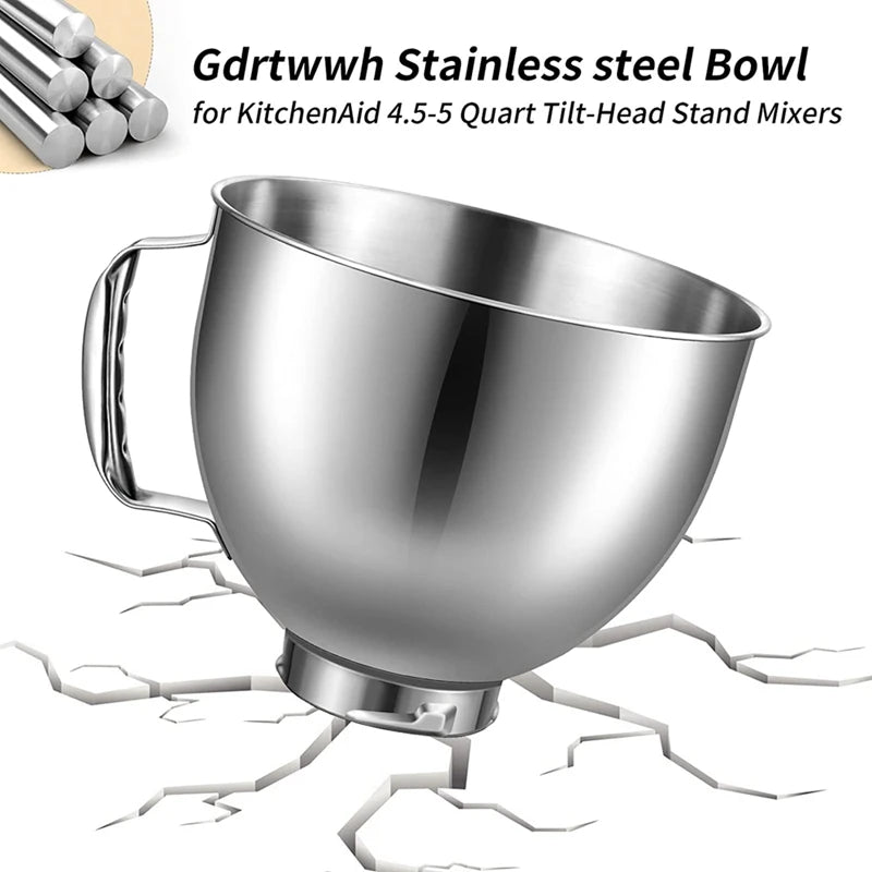 KitchenAid 5 Qt Tilt-Head Mixer 304 Stainless Steel Accessory Set