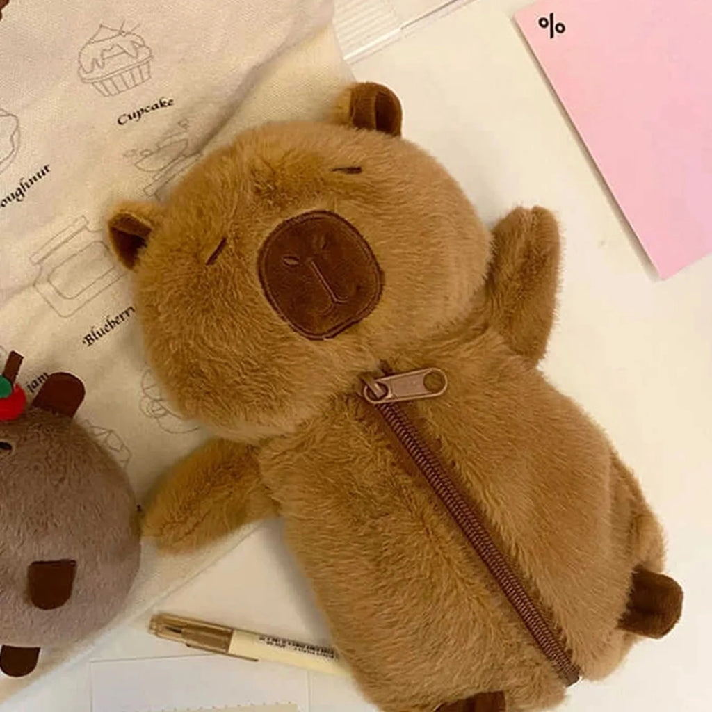 Creative Plush Capybara Pen Bag - Large Capacity Pencil Case & Stationery Storage