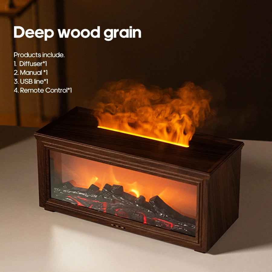 Simulated Fireplace Flame Diffuser & Humidifier with Essential Oils