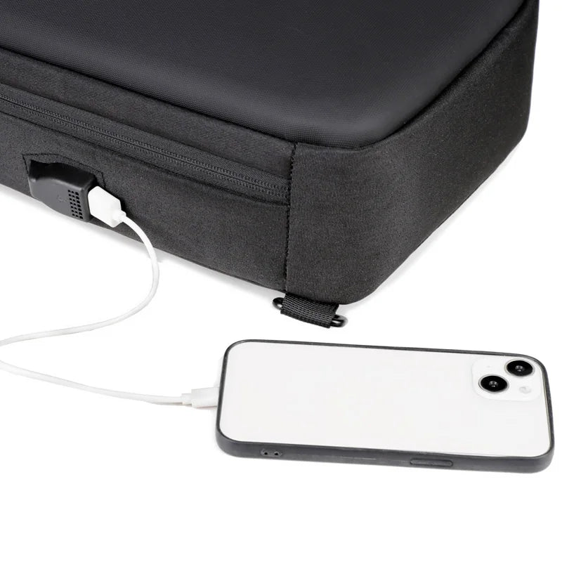 Men's Anti-theft Crossbody Bag with USB Charging Port & Combination Lock for Business & Travel