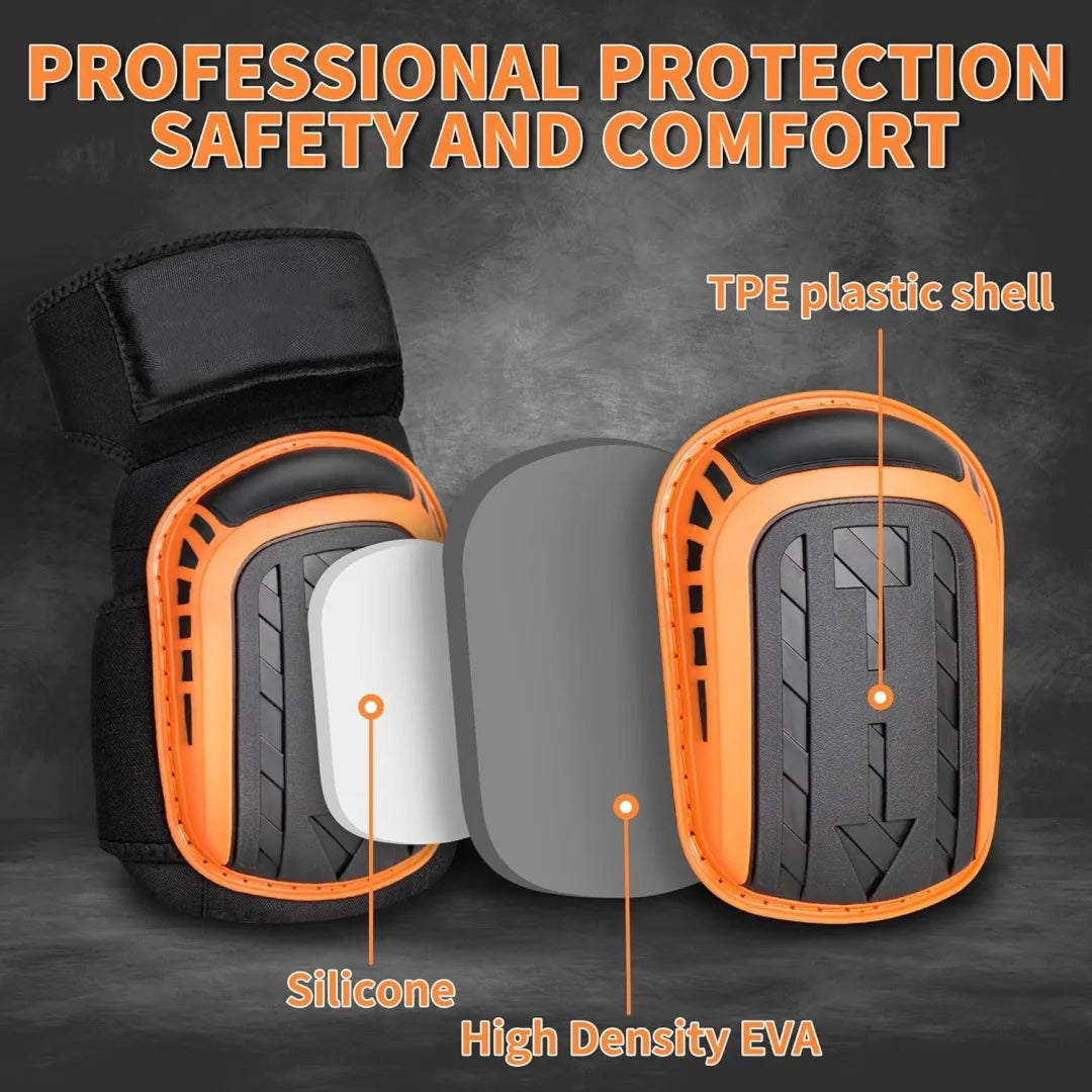 Heavy-Duty Work Knee Pads - Gel Cushion & Anti-Slip Straps