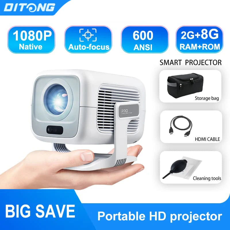 DITONG X3Plus HD Projector | Native 1080P 4K WIFI6 Android