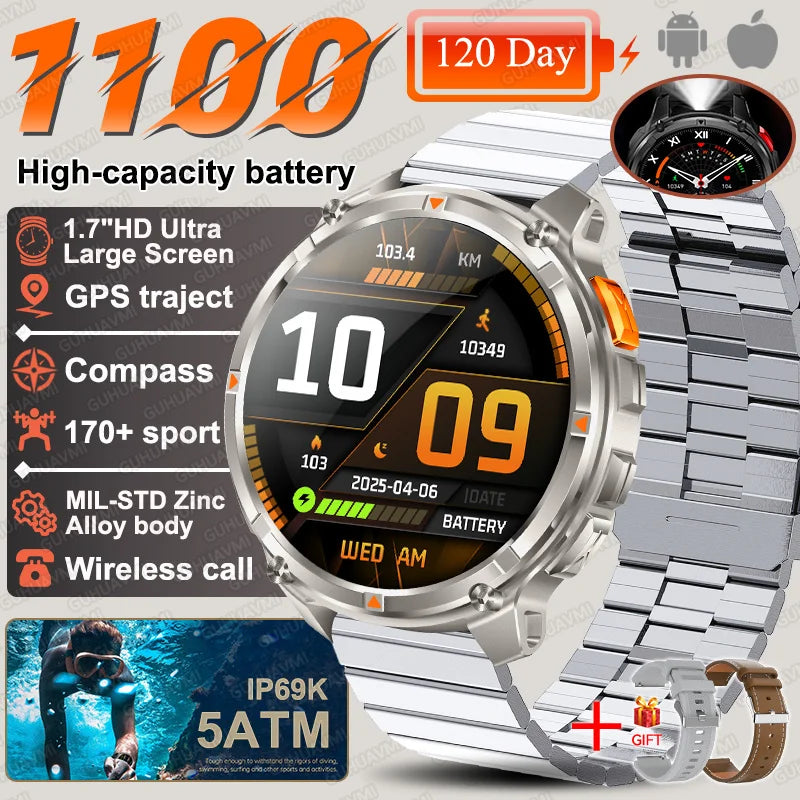 T-Rex3 Pro Smartwatch | 1100mAh Battery, GPS, 5ATM Waterproof, Military-Grade