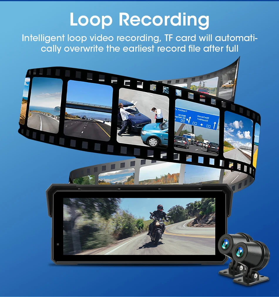 Jansite 8.1" 4K Motorcycle DVR Monitor with CarPlay & GPS