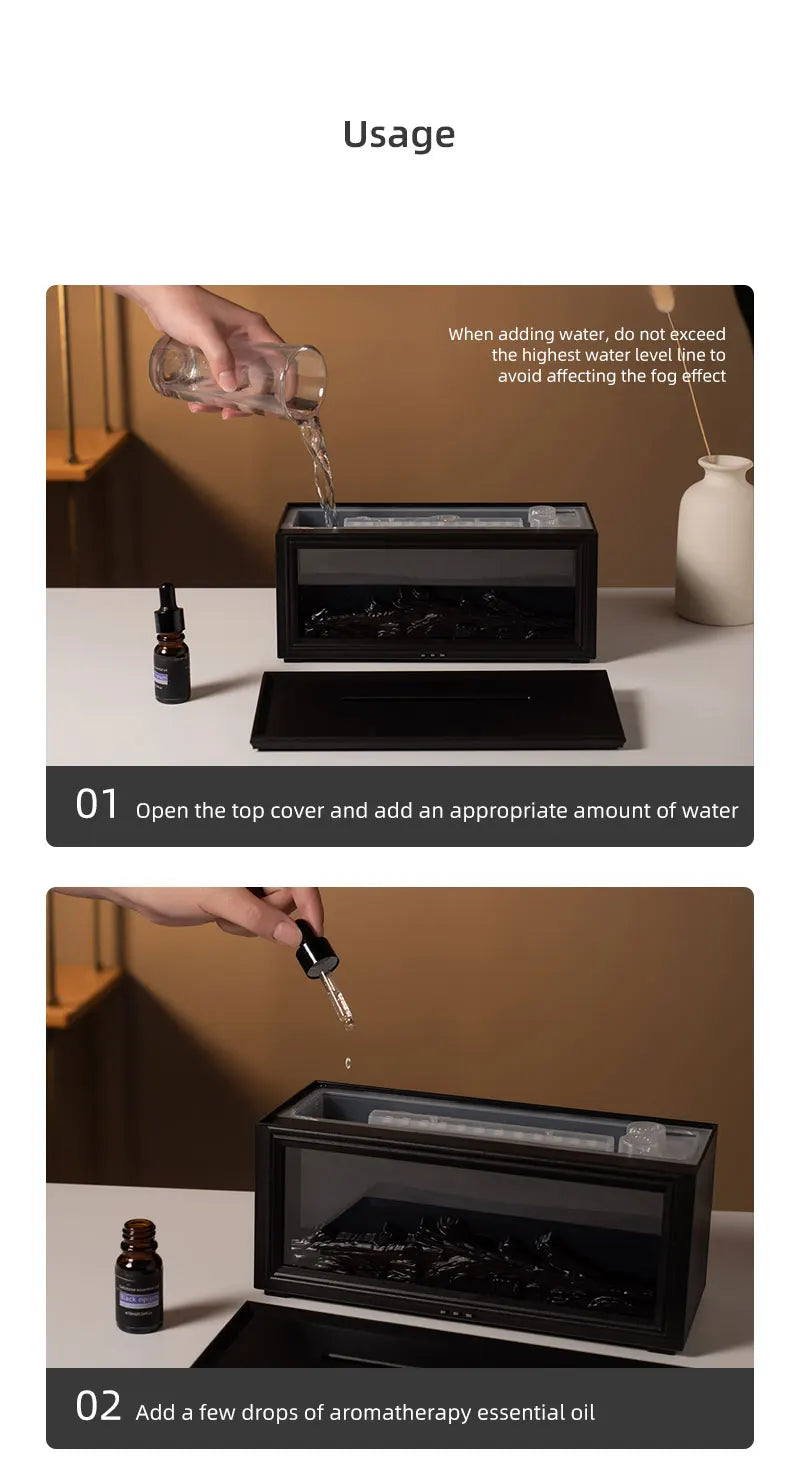 7-Color Mini Flame Diffuser & Humidifier | Essential Oil Fireplace Effect