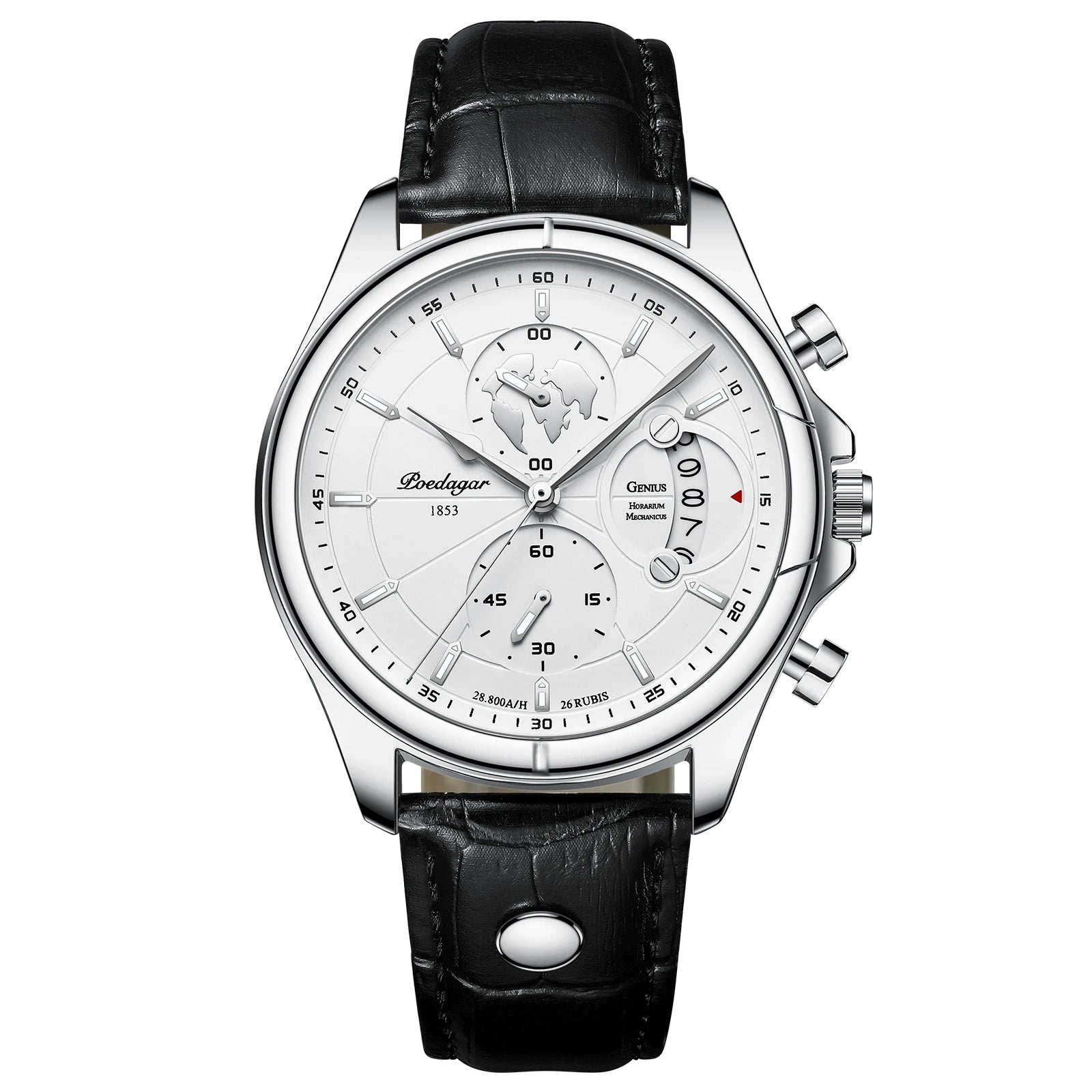 POEDAGAR Luxury Chronograph Watch for Men - Waterproof, Leather Strap, Date
