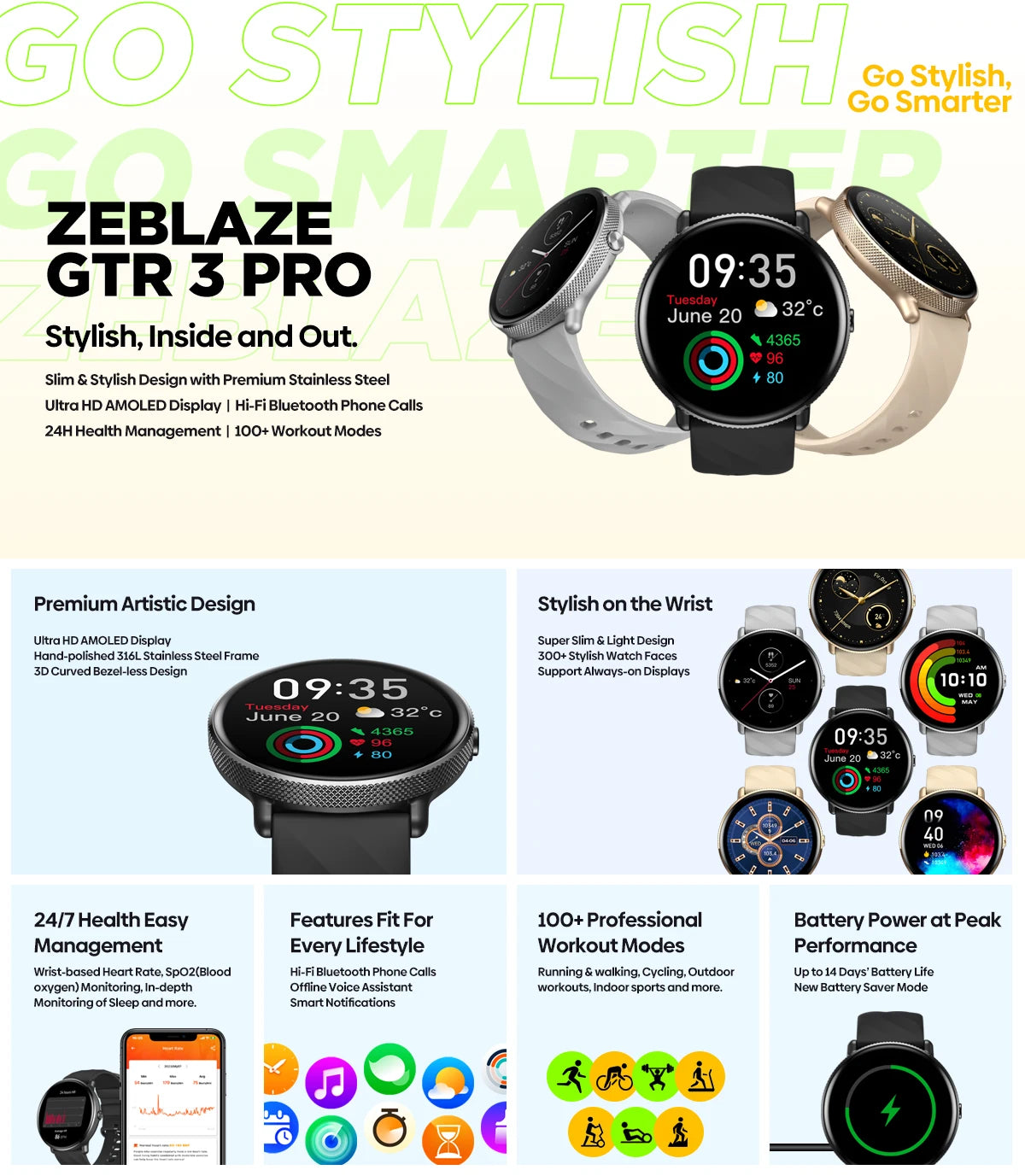 Zeblaze GTR 3 Pro: Voice Calling Smart Watch with AMOLED Display & 316L Steel Frame