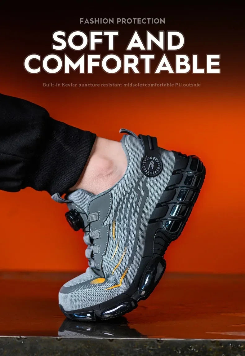 Vabena Lace-Free Steel Toe Safety Sneakers for Ultimate Work Comfort