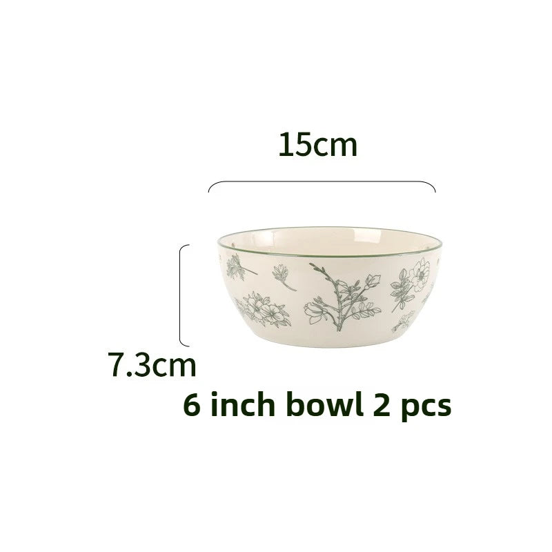 SOLECASA Floral Porcelain Dinnerware Set - Green Design