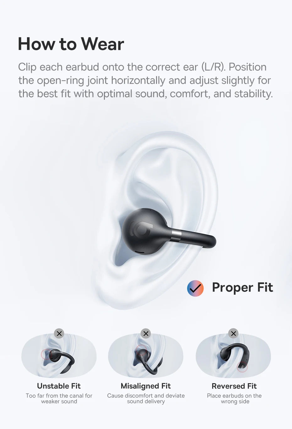 Baseus BC1 Open Ear Clip Earbuds - Wireless Bluetooth 6.0 Sports Headphones with 4-Mics & Super Bass IP55
