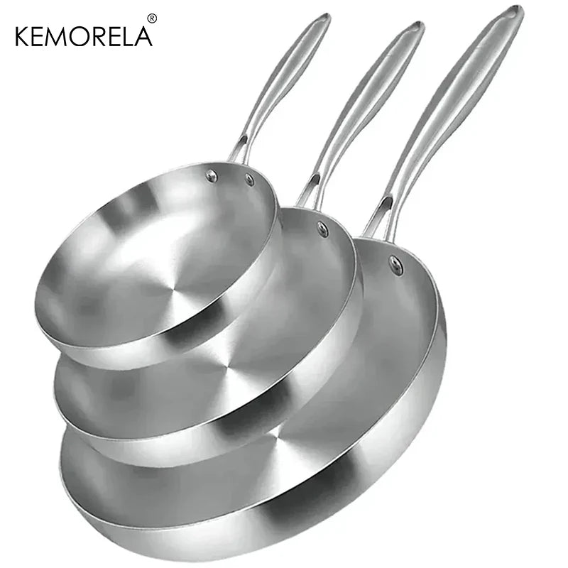 Vabena 5-Ply Stainless Steel Frying Pan - 22-28CM Non-Stick Wok